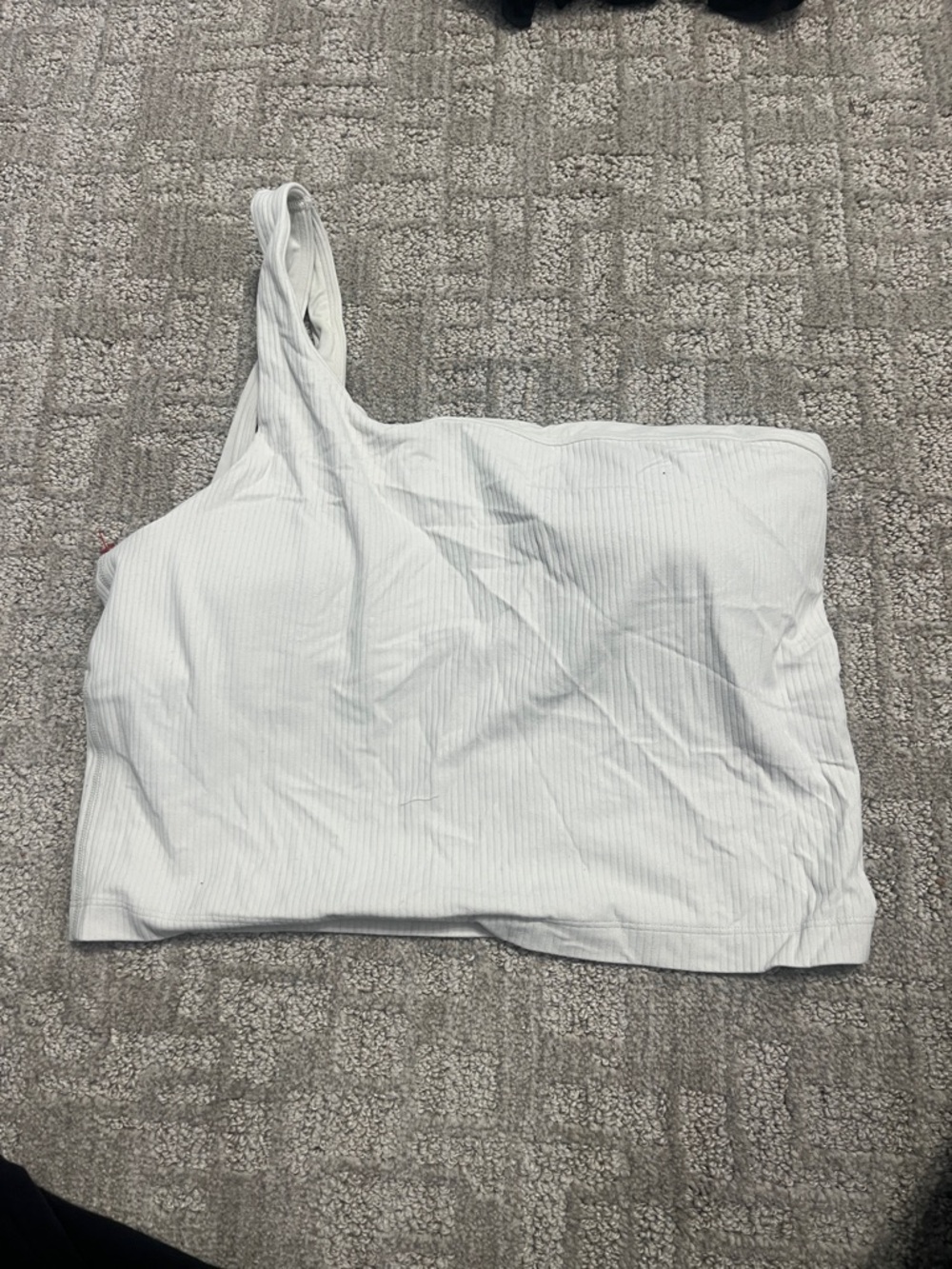 lululemon white one-shoulder ribbed sports crop